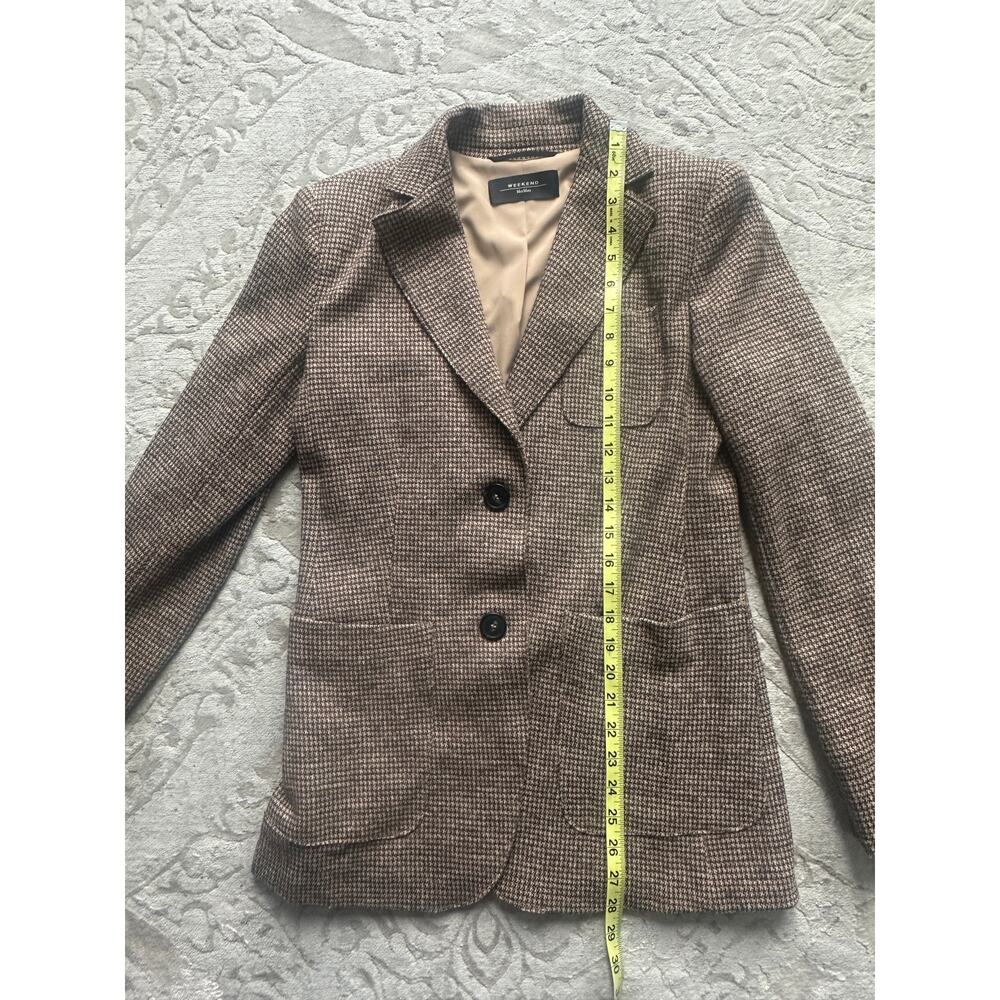 Max Mara Weekend Wool Blend Houndstooth Blazer Br… - image 5
